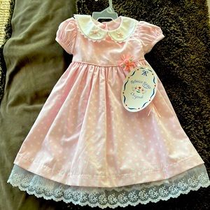 Rebecca Raggs Pink polka dot dress 24M new with tags